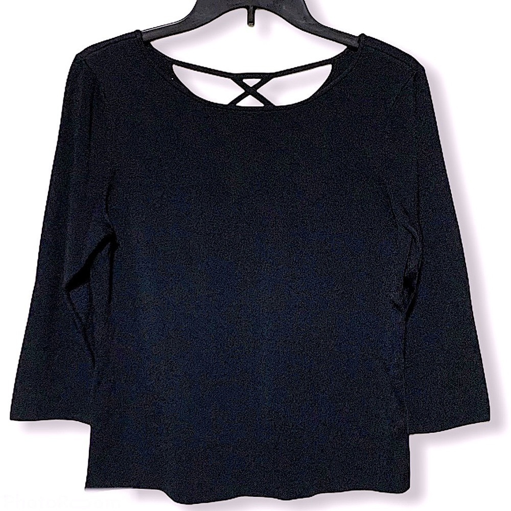 TALBOTS Medium Gauge Black Knit Fitted Top Size Medium